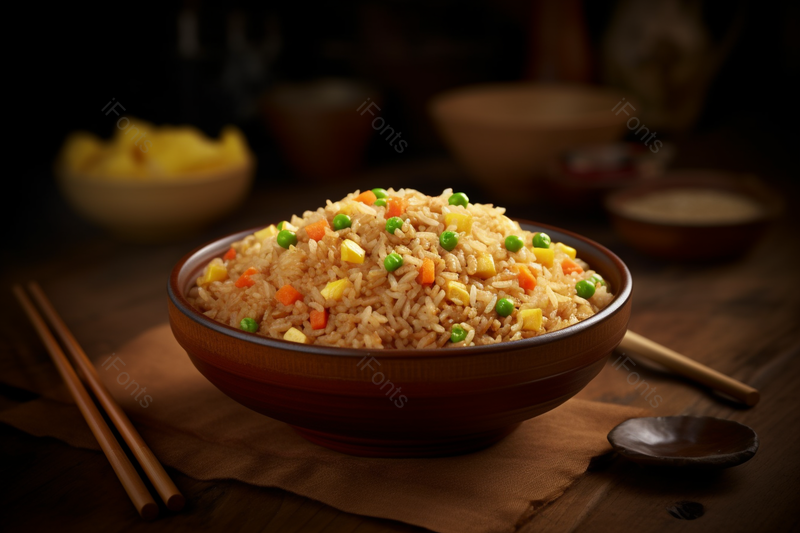 木碗里的蛋炒饭豌豆胡萝卜,高清,摄影图,摄影图片,图片大全,摄影图免费下载